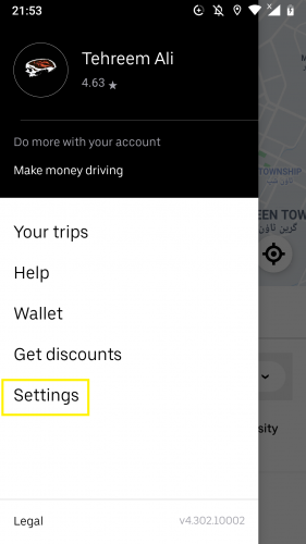 Cara mengaktifkan/menonaktifkan pemberitahuan push untuk aplikasi Uber Inside (Android) 3