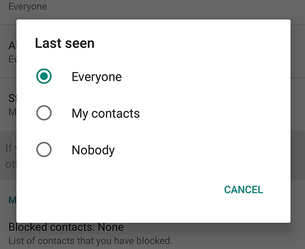 Как скрыть свой «последний взгляд» на WhatsApp 3