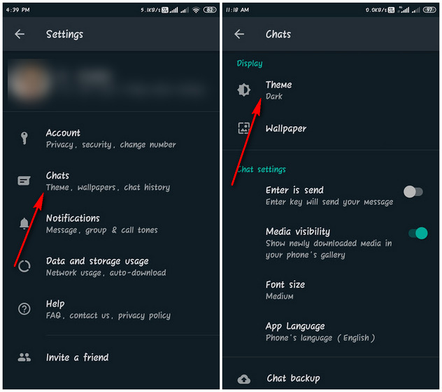 Cara mengaktifkan mode gelap WhatsApp di Android dan iPhone 4