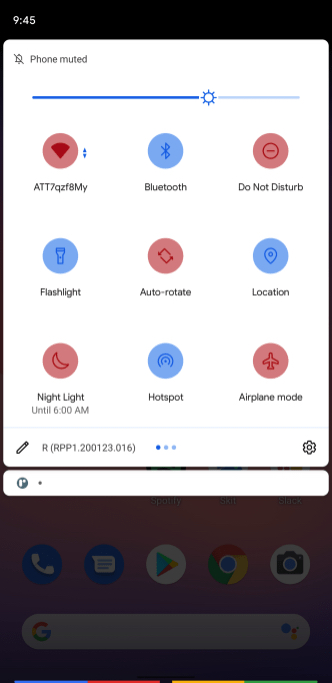 Pengaturan cepat ikon warna Android 11