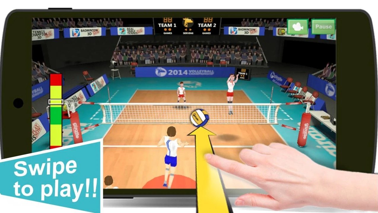 Aplicación 3D de voleibol campeones