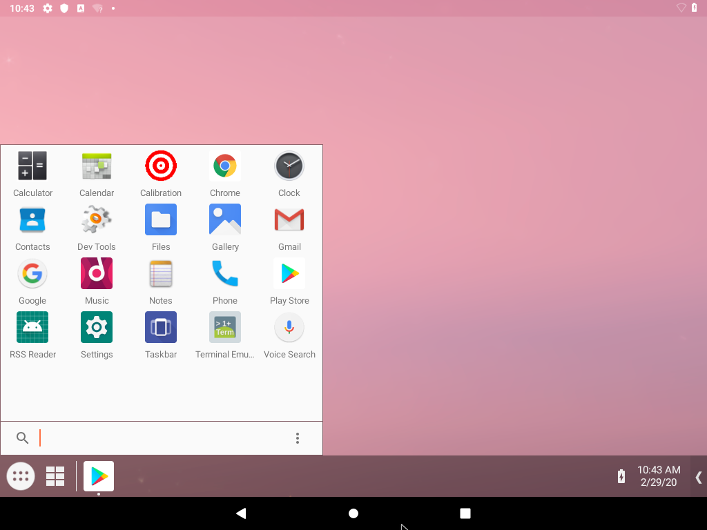 Android-x86: Quickstep-scherm