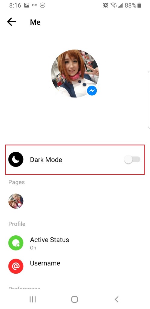 Cara mengaktifkan mode gelap aktif Facebook 3