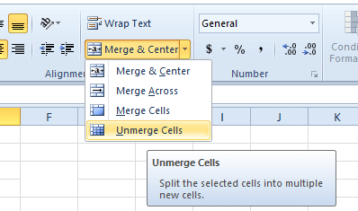 Opsi penggabungan sel spreadsheet Excel tidak memfilter dengan benar