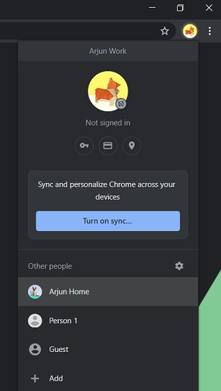 10) Switch Người dùng Chrome