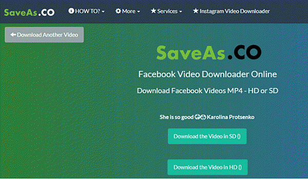 SaveAs là một trình tải xuống video miễn phí cho Facebook trực tuyến. "chiều rộng =" 600 "chiều cao =" 350 