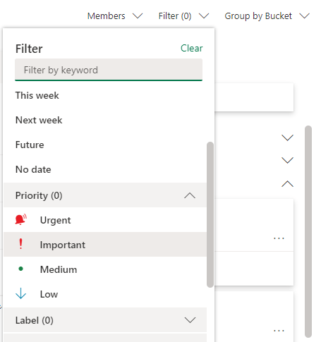 Fitur tindakan filter titik berbagi Office 365