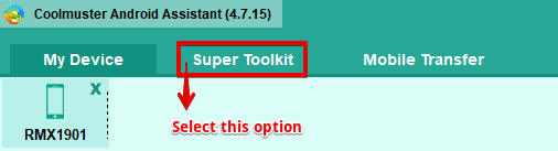 Opsi toolkit super di wizard Coolmuster Android