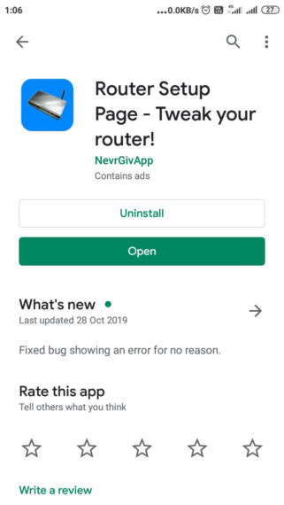 Aplikasi halaman penyiapan router di Play Store