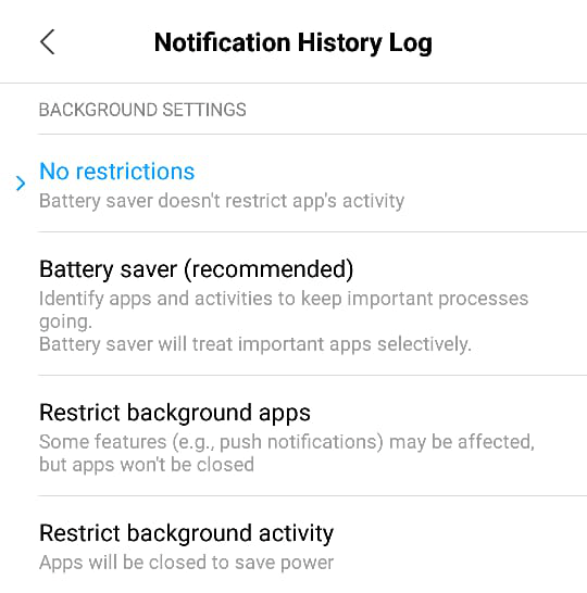 disable background restrictions for apps on Xiaomi smartphones