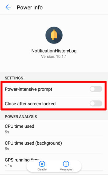 disable background restrictions on Huawei devices