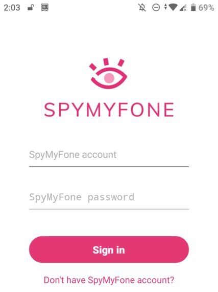 Đăng nhập vào ứng dụng SpyMyFone