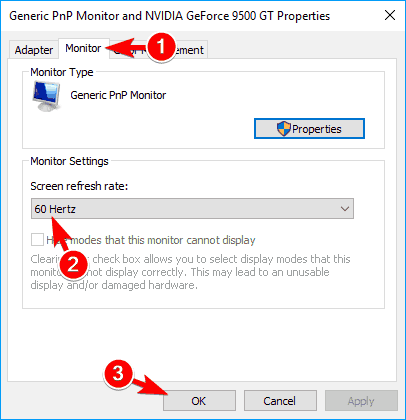 Windows Monitor 10 detik tidak berfungsi