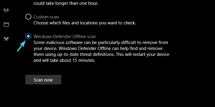 Windows Pemindaian offline bek