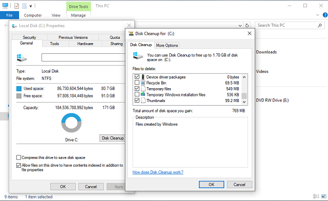 disk membersihkan file sementara