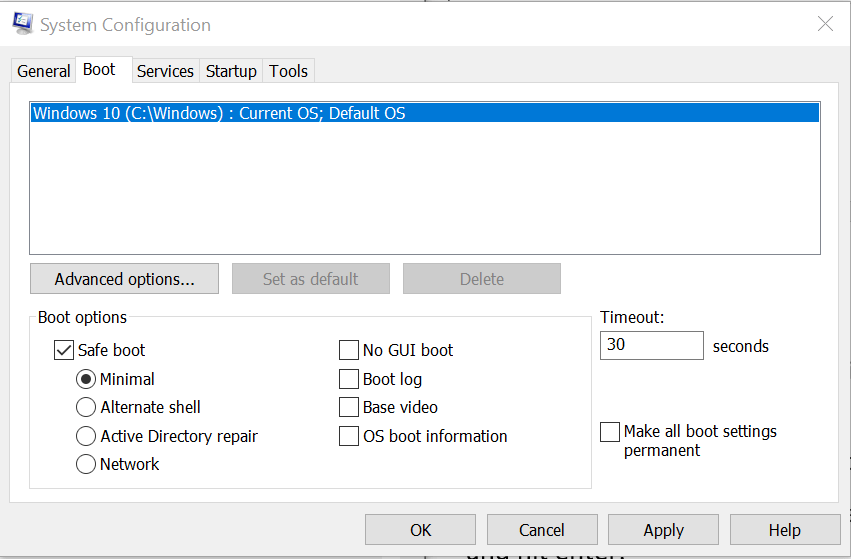 Mode aman: boot aman Windows 10
