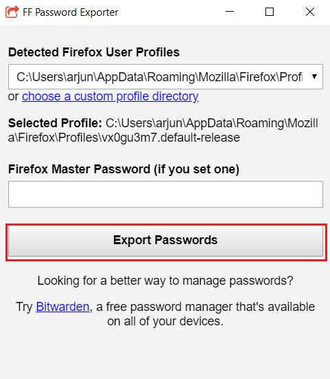 ff password exporter. ...