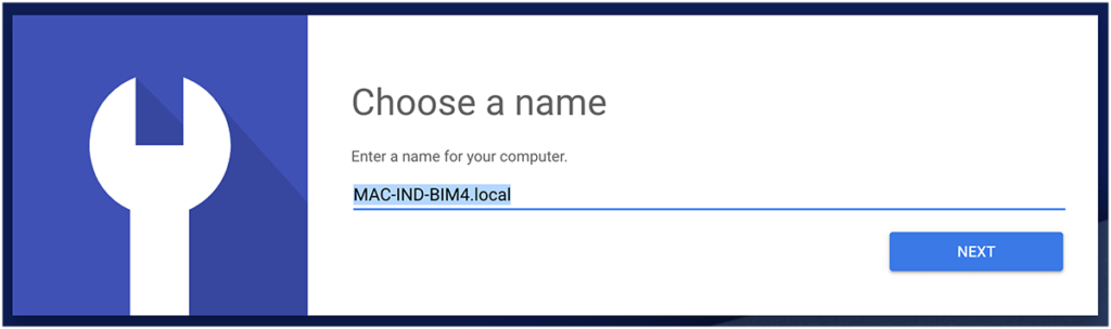 Masukkan nama untuk Chrome Remote Desktop