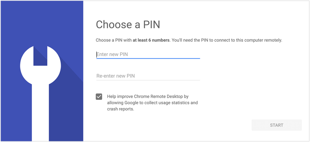 Ange PIN-kod för Chrome Remote Desktop-appen