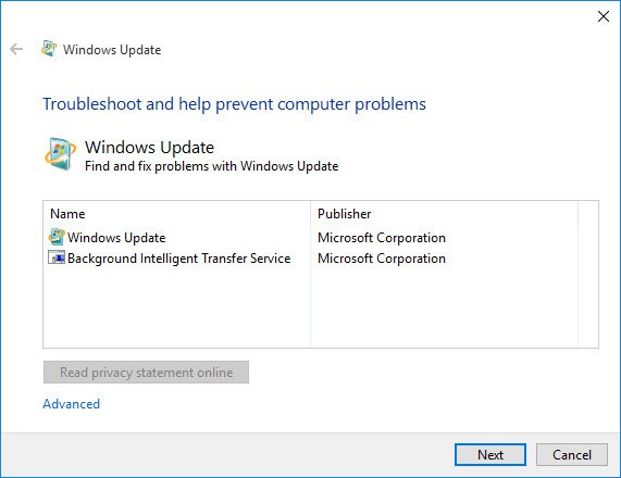 windows perbarui pemecah masalah