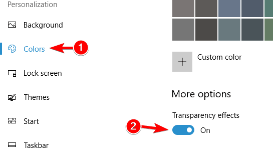 Hur man gör aktivitetsfältet inte transparent i Windows 10