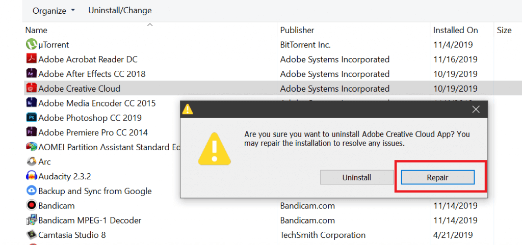 Adobe Creative Cloud kan inte startas