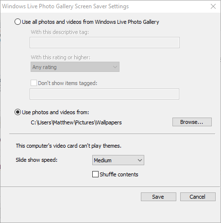 Bir hata, bu slayt gösterisinin oynatılmasını engelliyor Windows 10 8