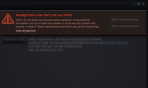 Kemudian Anda mengirim pesan di Steam ke orang lain selain teman Anda 2