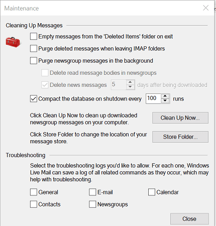 изменение Windows Расположение папки Live Mail
