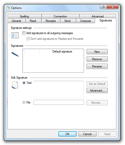 Chỉnh sửa Windows Chữ ký thư trực tiếp