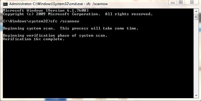 scannow kesalahan program video internal cmd sfc