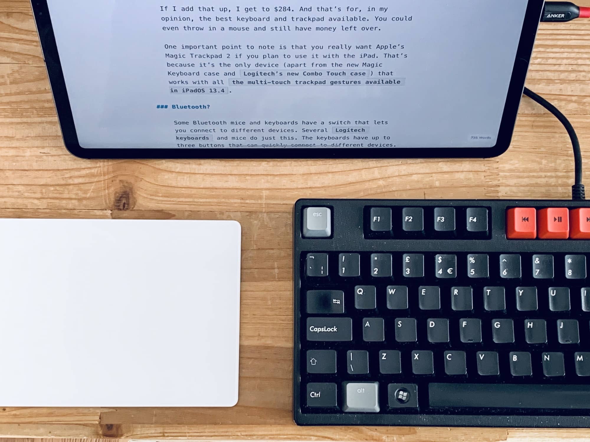 iPad, share keyboard, and trackpad