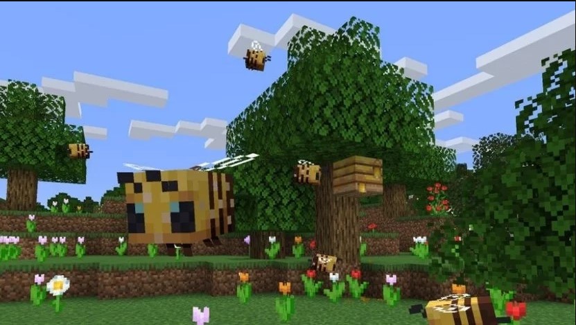 Cara memanen madu dan sarang lebah dari sarang di Minecraft 4