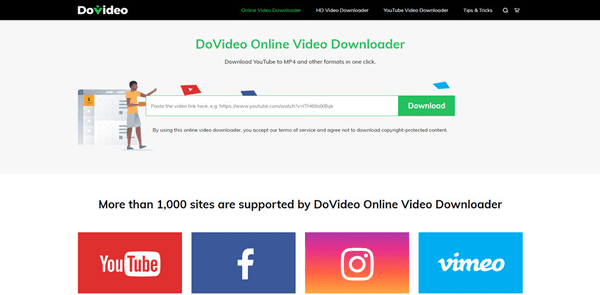 DoVideo Online Video Downloader är det bästa gratis onlinepriset YouTube Ripper.