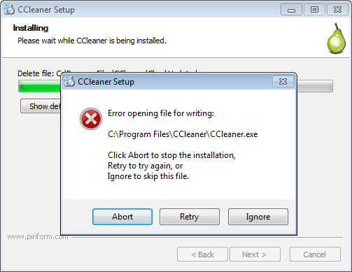 ИСПРАВЛЕНИЕ: Ошибка CCleaner при открытии файлов для записи 5