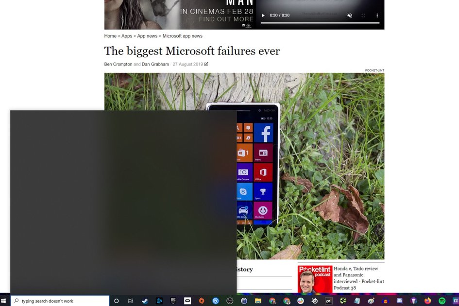 Windows 10 pencarian rusak dan hanya menampilkan kotak hitam untuk sebagian besar