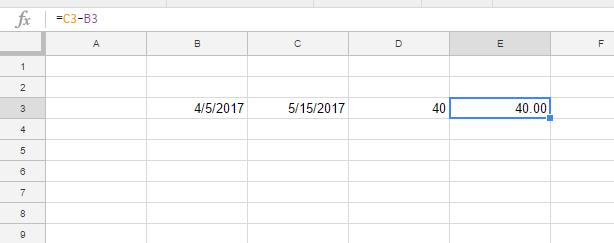Cara menghitung hari di antara tanggal di spreadsheet Google