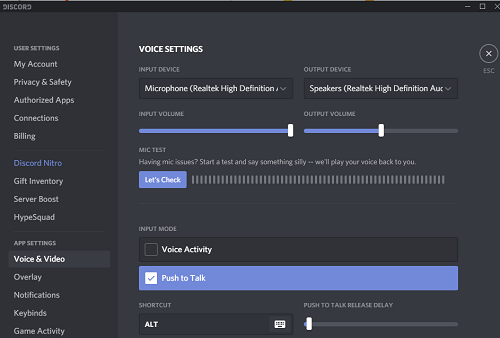 cant use discord push to talk in chromw