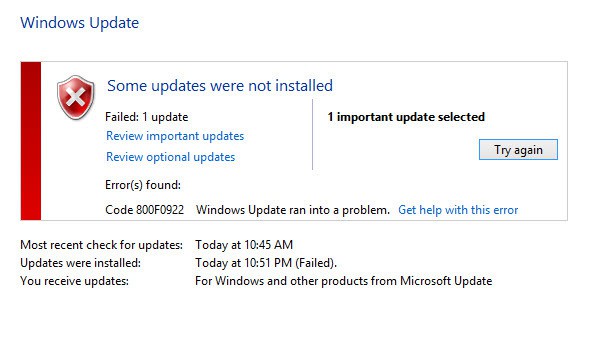 Bagaimana cara memperbaiki windows 8.1, Windows 10 kode kesalahan 800f0922