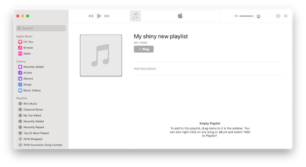 Nueva pantalla de lista de reproducción en Apple Musica en Mac