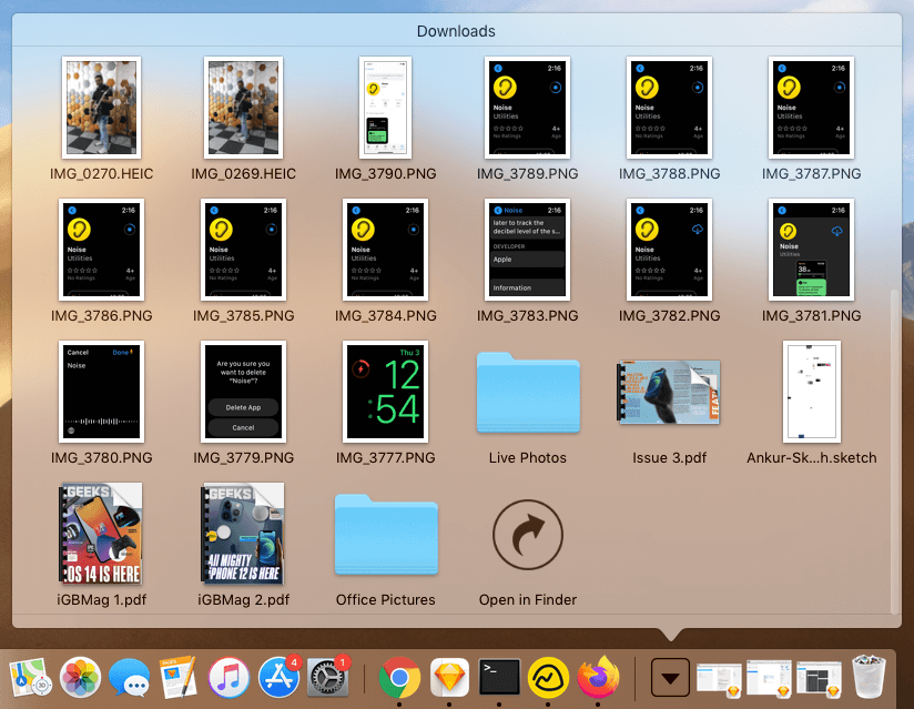 Cambiar el estilo de cómo se ven los archivos descargados desde el Dock de Mac