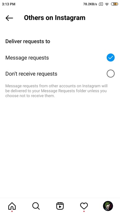 desactivar mensajes directos en instagram