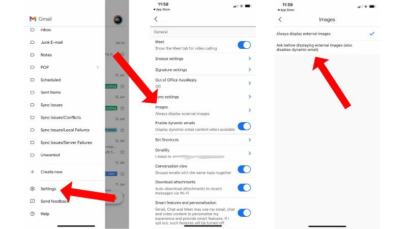 Cómo bloquear el seguimiento de correo electrónico: Gmail en iOS