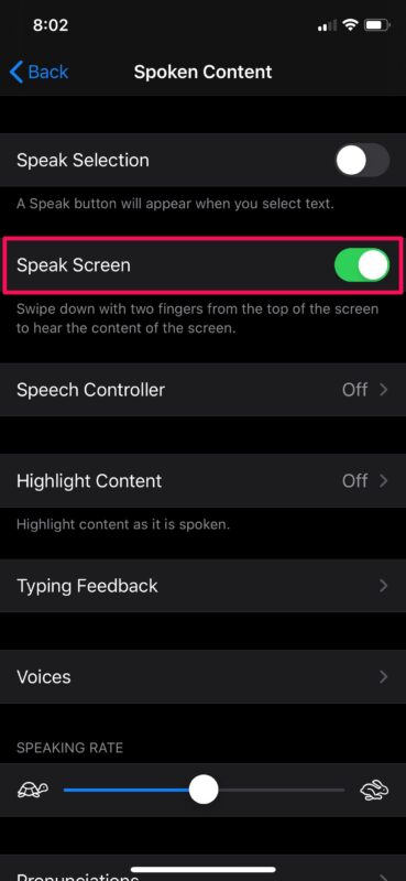 Cómo usar Speak Screen en Safari en iPhone y iPad