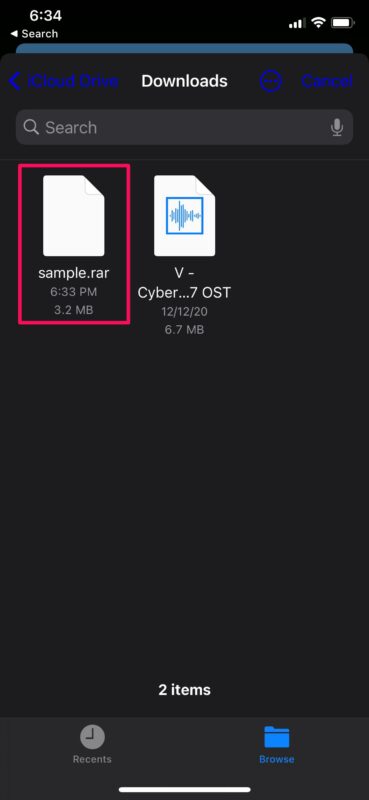 Cómo extraer archivos RAR en iPhone y iPad
