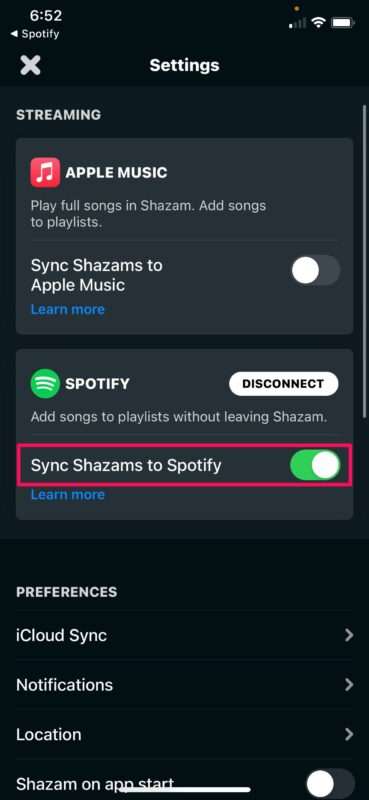 Cómo vincular Shazam a Spotify en lugar de Apple Música