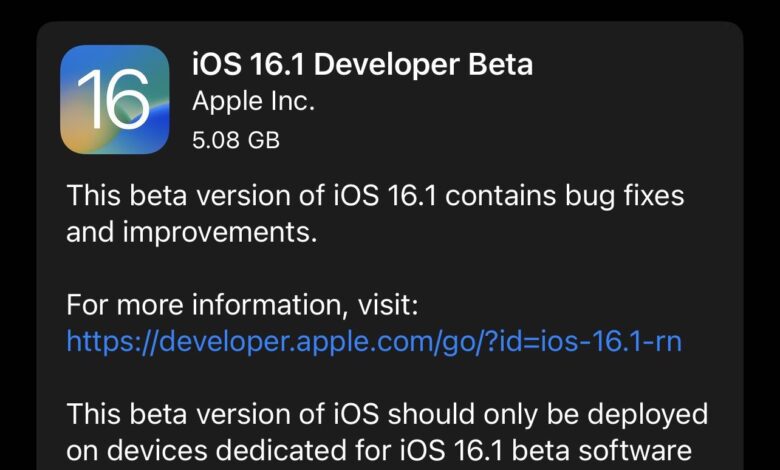 iOS 16.1 beta download