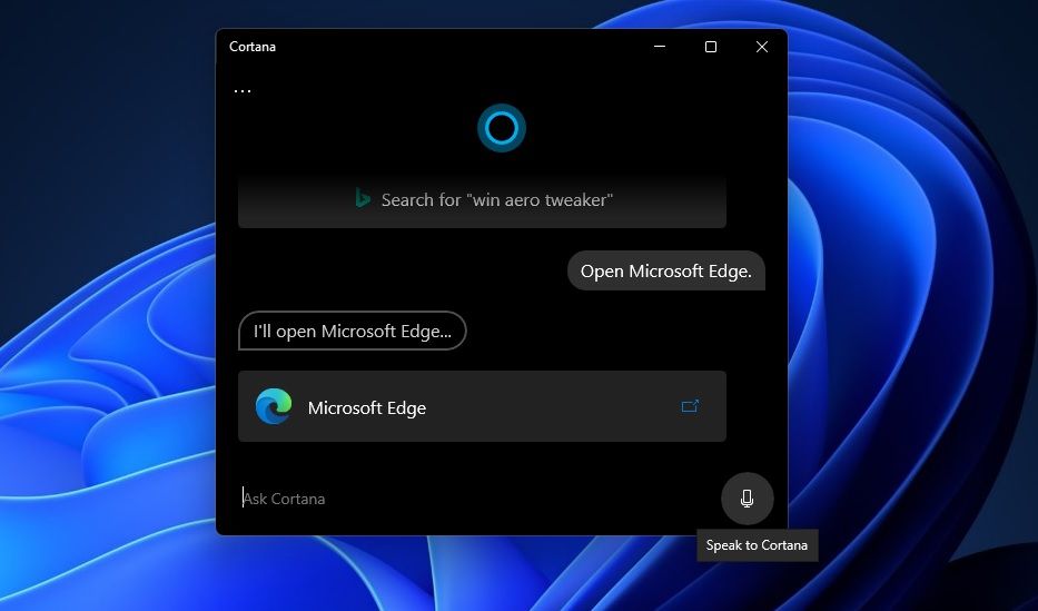 El botón Hablar con Cortana 