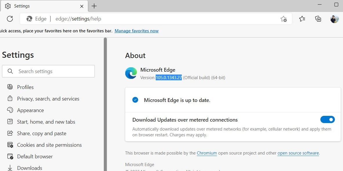 Comprobar el número de versión de Microsoft Edge