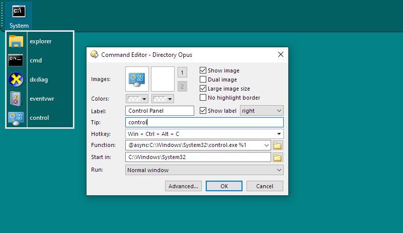 Nuevo menú de Dopus Editor de comandos de edición Modificación de la función de acceso directo de entrada